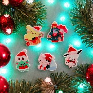 Handmade Magnets Christmas Set Of 5 Pcs, Hello Kitty Melody Pochacco Pompompurin
